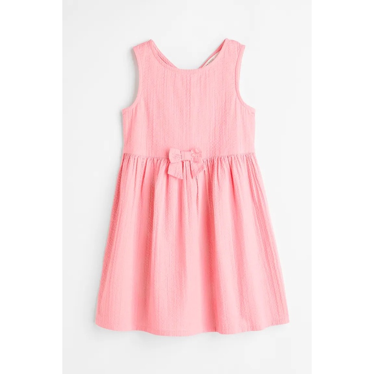 Váy xòe sát nách nơ hoa hồng hM H&M ko co giãn_hàng chính hãng authentic