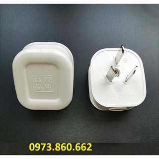 Phích cắm 3 chấu dẹp 10A - phích cắm ổ cắm chuyển đổi chuẩn Anh UK sang chuẩn 3 chân tròn