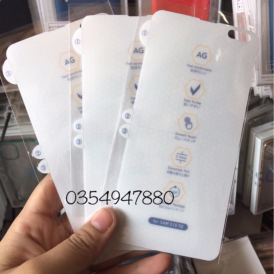 Dán dẻo PPF AG Chống vân tay Cho Galaxy S10 5G Full màn hình, Bảo vệ máy