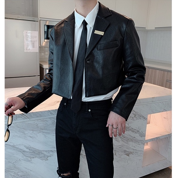 Áo khoác da siêu mỏng phong cách G-Dragon thời trang đường phố cá tính cho nam