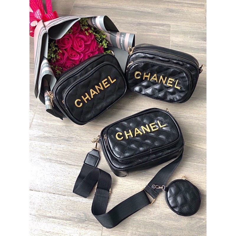 Set Túi Vuông Và Ví Đeo Chéo Trần Trám Da PU Cao Cấp 🧡🧡🧡 Freeship
