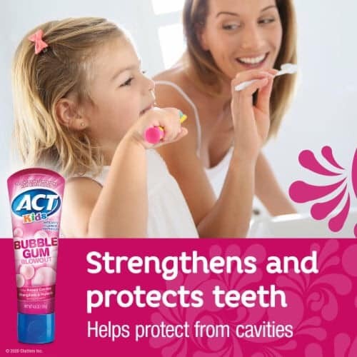 Kem đánh răng trẻ em ACT KIDS BUBBLE GUM BLOWOUT 130g – vị Singum dâu tây thổi thơm thơm kích thích trẻ đánh răng