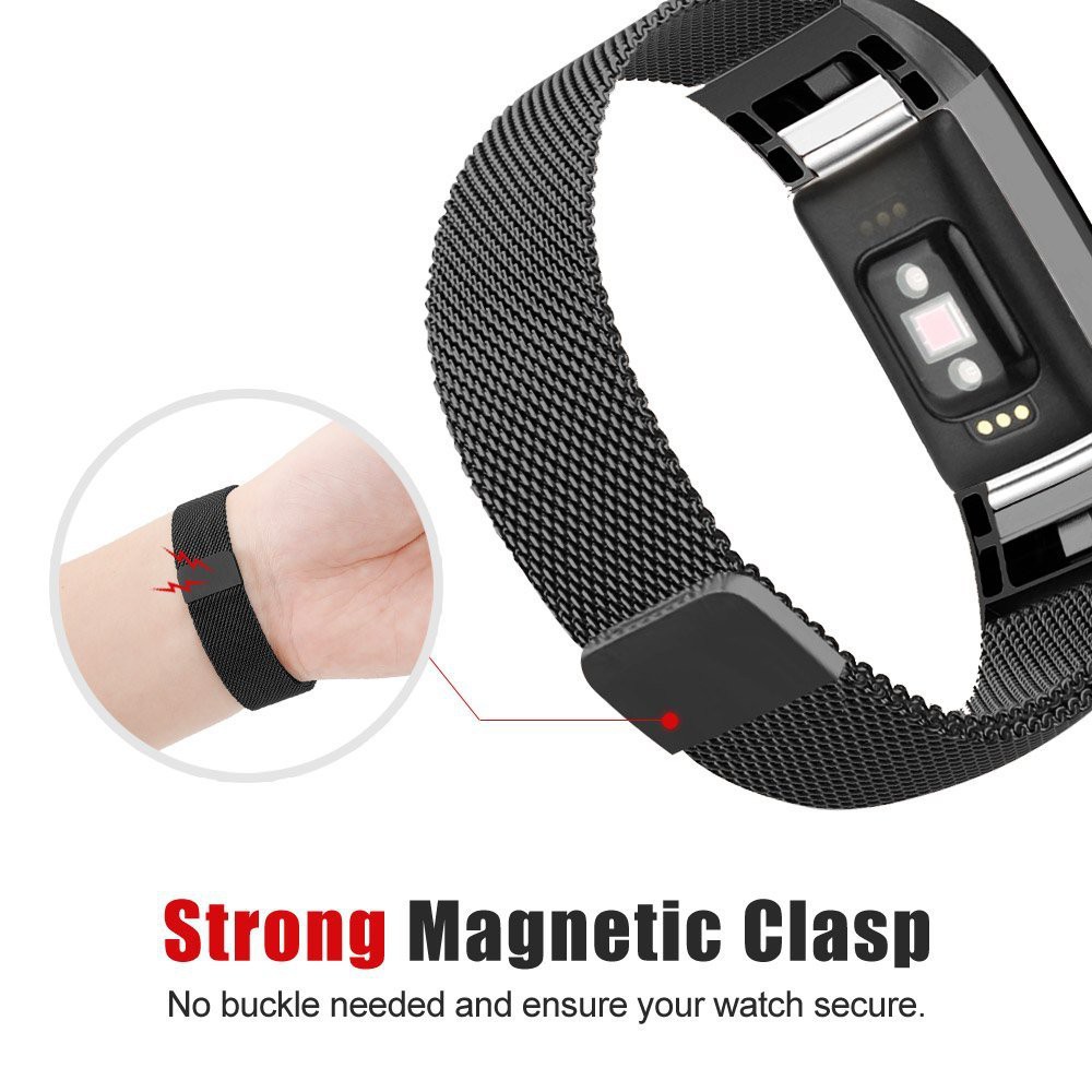 Milanese Magnetic Loop Stainless Steel Mesh Band Strap For Fitbit Charge 2