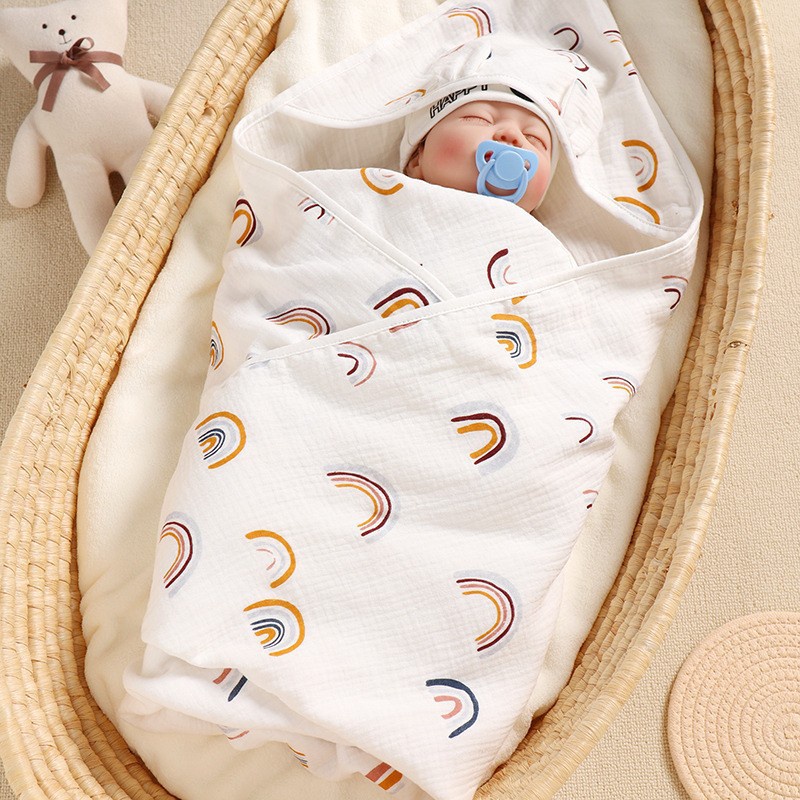 Khăn ủ choàng 4 lớp hình GẤU THỎ cho bé sử dụng mùa hè thu xuân cao cấp Muslin