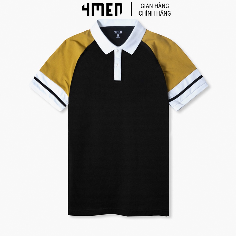 Áo polo nam trơn đẹp 4MEN PO063 phối tay nhiều màu sắc trẻ trung, cổ trụ, form suông, chính hãng hàng hiệu giá rẻ
