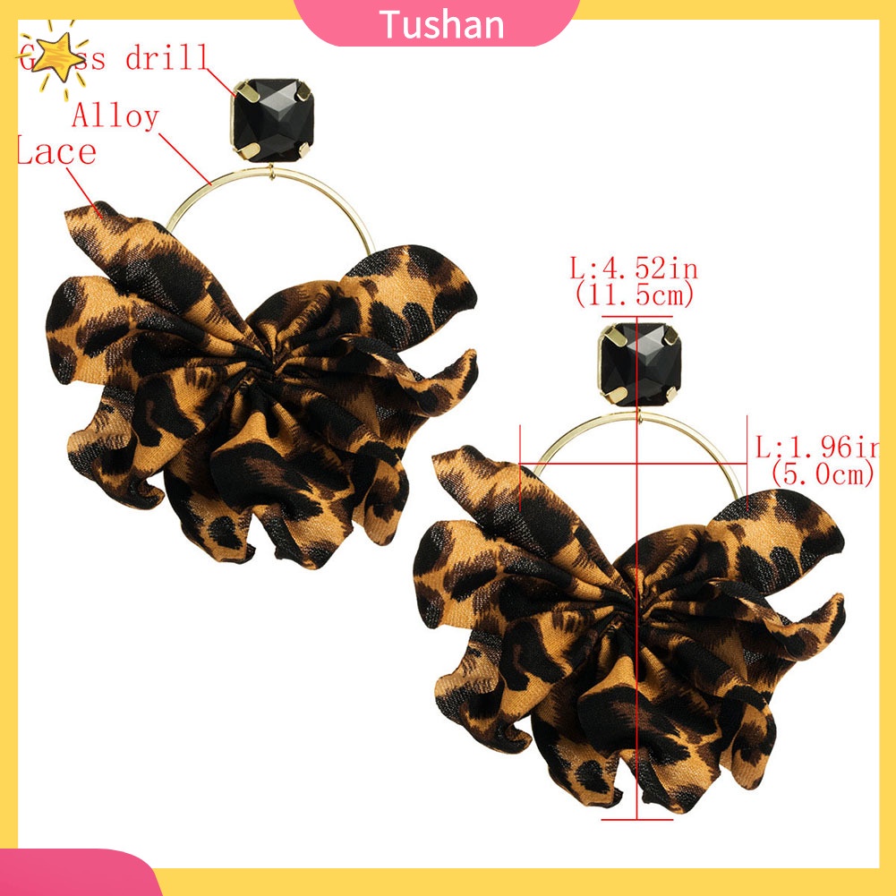 Đôi Khuyên Tai Dài Họa Tiết Da Báo Đính Đá Thời Trang Cho Nữ