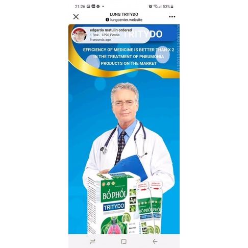 Bổ phổi  Tritydo giúp bổ phổi -giảm ho- hạn chế tăng tiết dịch đờm hộp 12 gói *10 ml