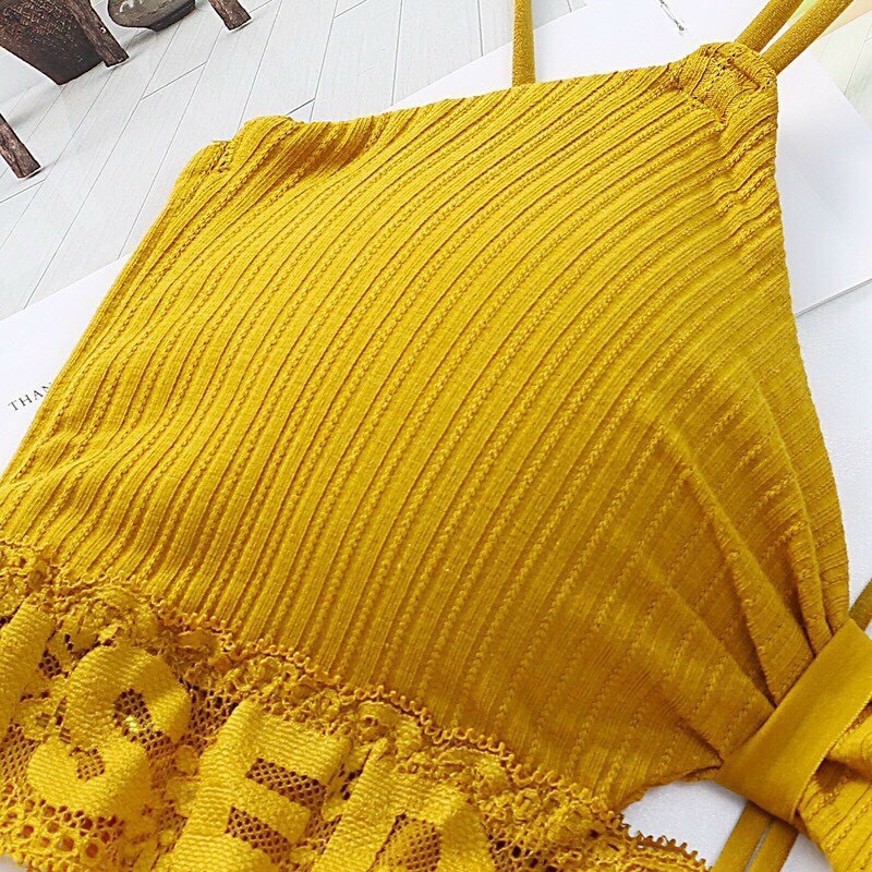 Áo Bra Tập Gym Yoga Thắt Nơ Phối Ren Gợi Cảm, Áo Lót Nữ Cotton Dây Lưng Nhiều Màu [Ảnh Chụp Thật] - OB040 | BigBuy360 - bigbuy360.vn