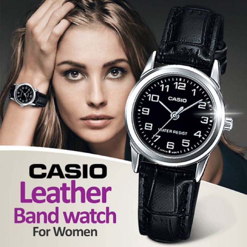 Đồng hồ nữ dây da Casio chính hãng Anh Khuê LTP-V001L-1BUDF