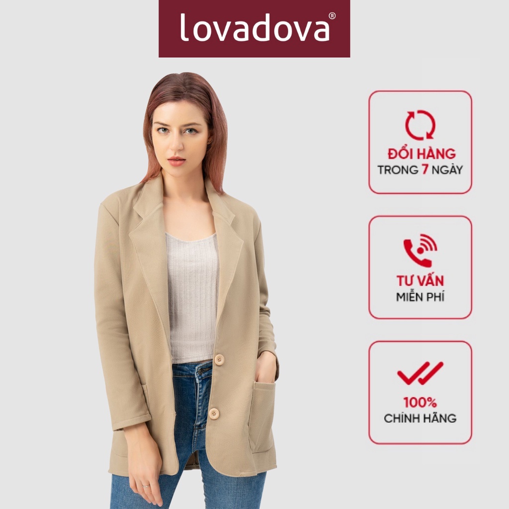 Áo Khoác, Dài Tay, Giả Vest, Cách Điệu Có Túi, Màu Hồng - Lovadova 20O11C003