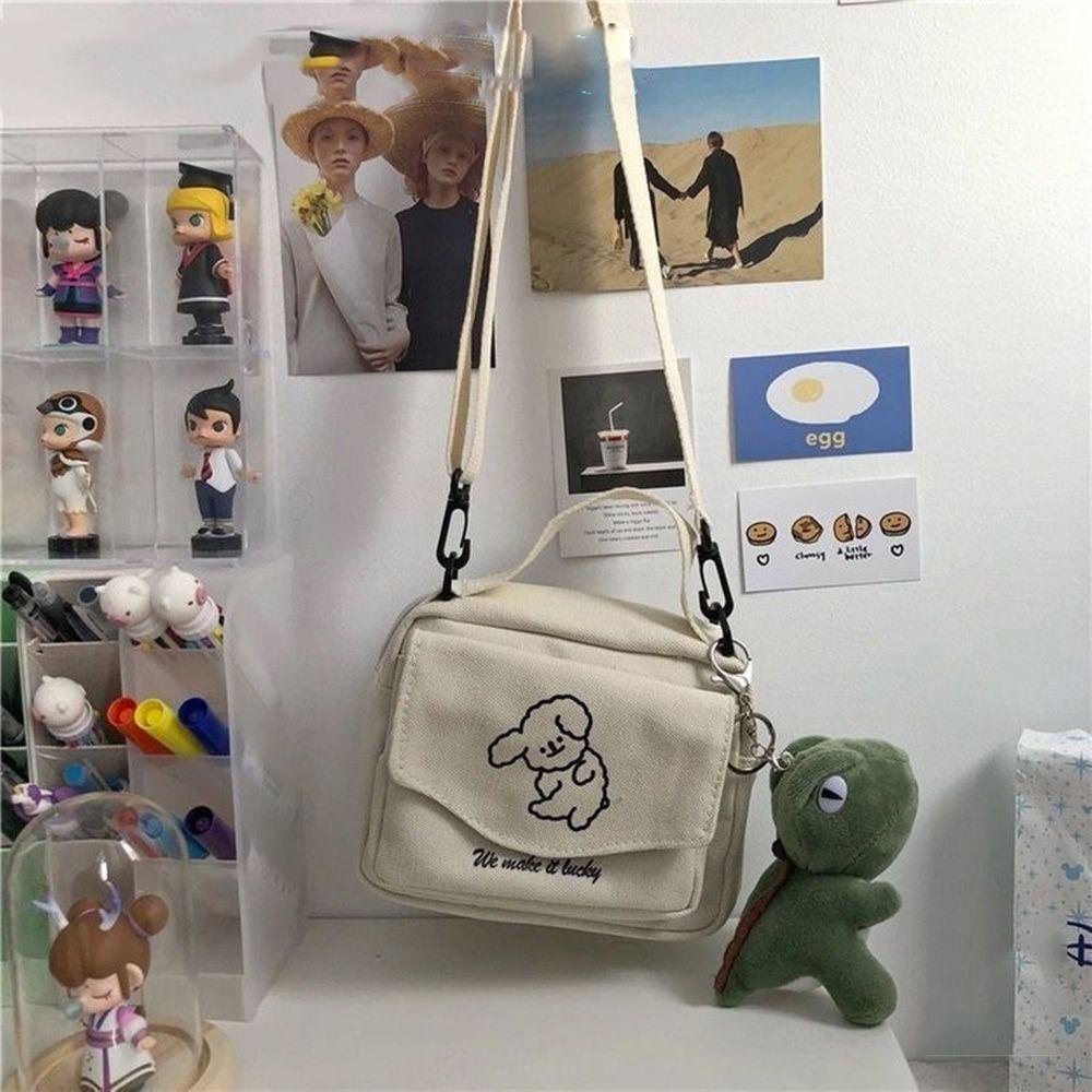 Túi Đeo Vai Vải Canvas Màu Trơn Phong Cách Harajuku Thời Trang 26Eddie Dog