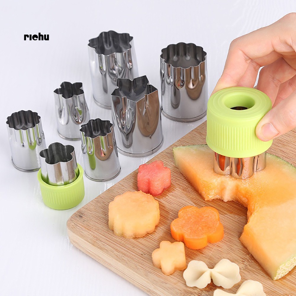 Ri_8Pcs Flower Shape Vegetable Fruit Cake Biscuit Cookie Cutter Mold Kitchen Tool