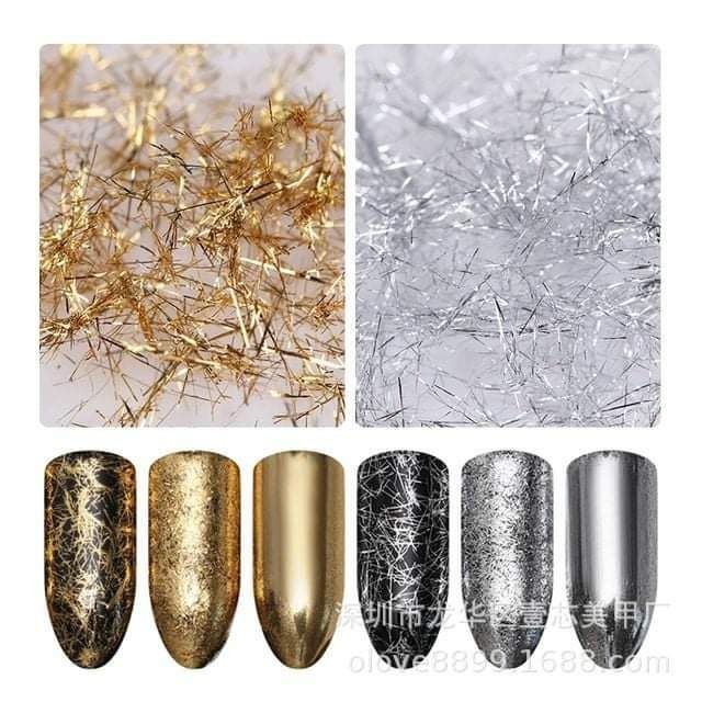 Nhũ sợi vàng bạc loại đẹp giúp trang trí móng nail siêu đẹp