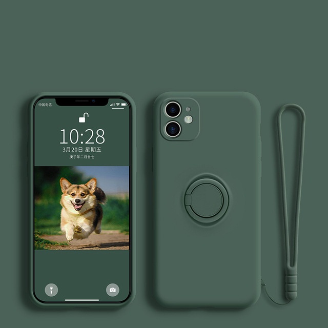 Ốp Điện Thoại Silicon Dạng Lỏng Gắn Nhẫn Đỡ Nam Châm Sang Trọng Cho IPhone 12 13 11 Pro Max 12 Pro 13 Pro Max