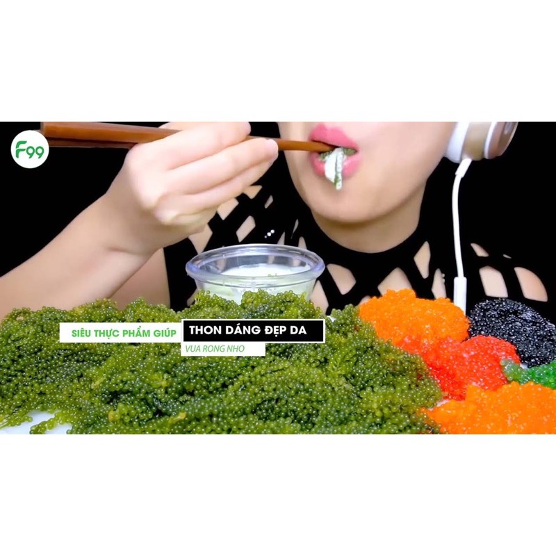 Nguyên Hộp 200gr (10Gói) Rong nho tách nước cao cấp Green food + Tặng 1 Gói sốt mè rang 15ML