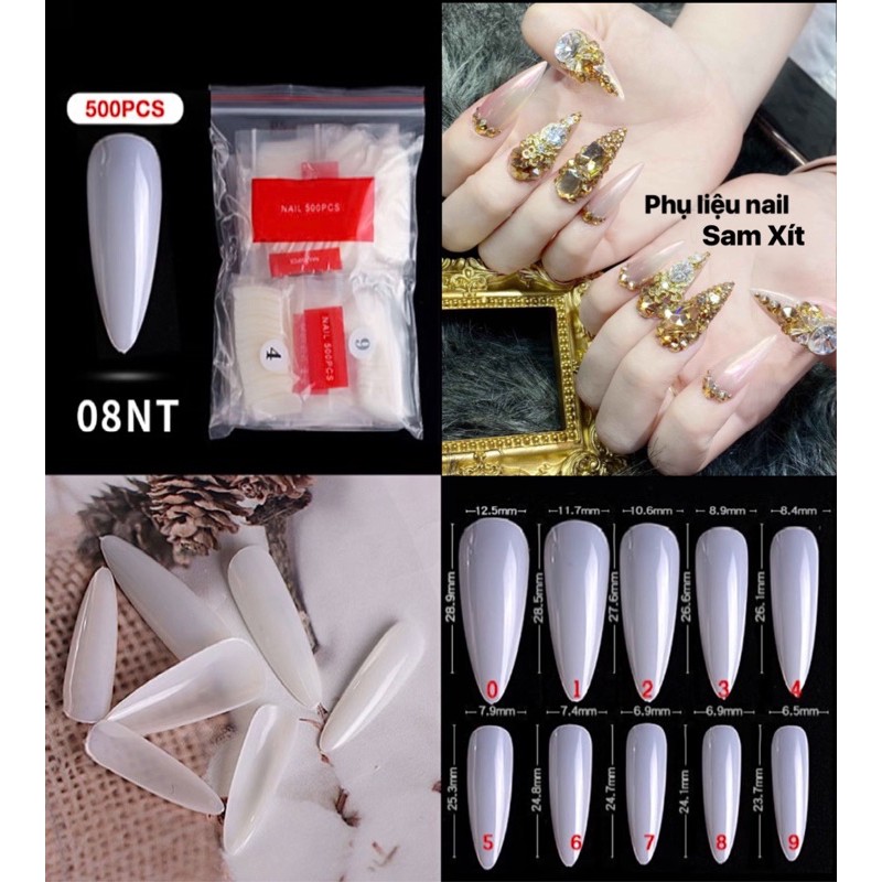 Móng úp form nhọn tư nhiên 500móng