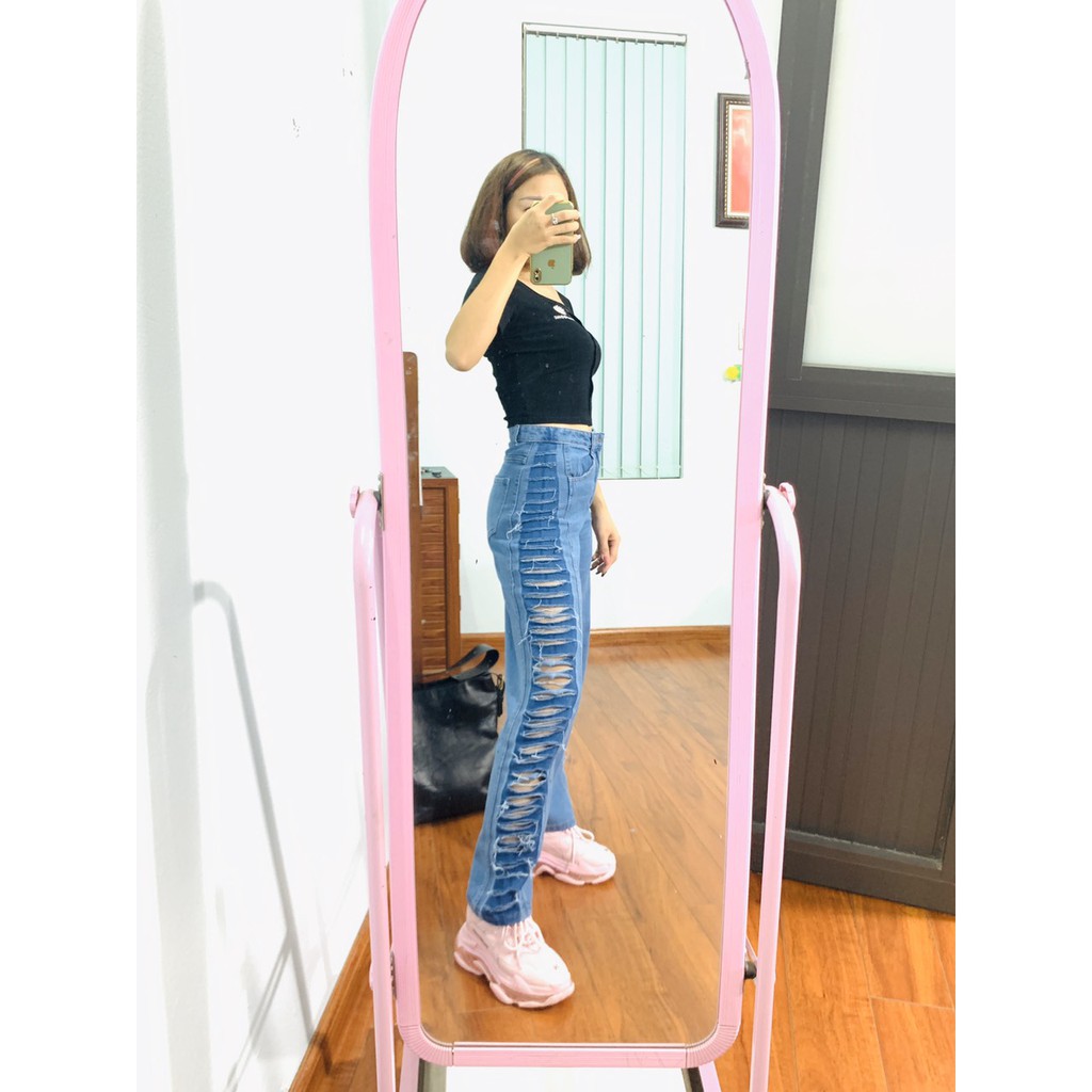 QUẦN JEANS RÁCH HAI BÊN HÔNG SEXY, NĂNG ĐỘNG HOT TREND 2020