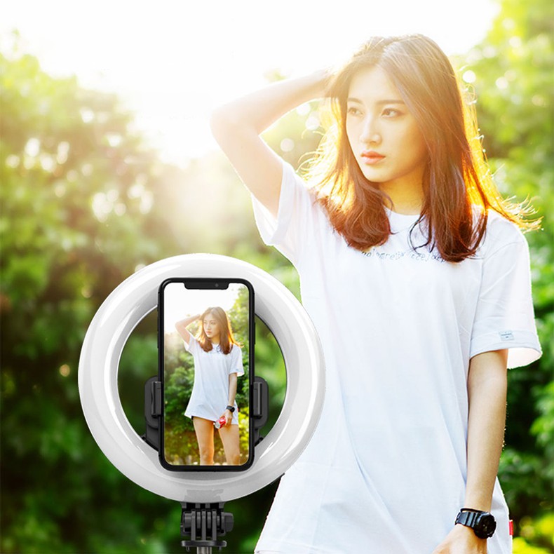 Gậy selfie FLOVEME L07 kiêm giá đỡ hỗ trợ Live stream tích hợp vòng đèn Led rực rỡ -Thiết kế khi gập lại vô cùng nhỏ gọn