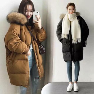 Áo phao mũ lông dáng rộng siêu ấm ( có ảnh thật)