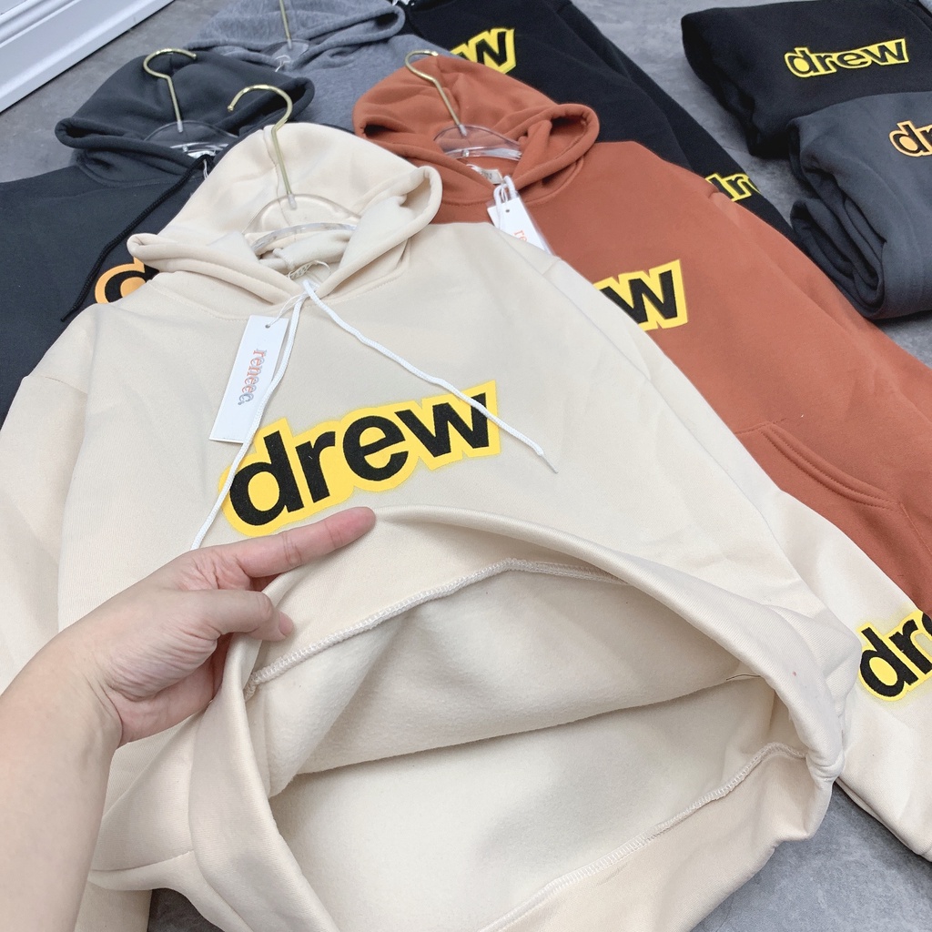 Áo hoodie bộ nỉ nữ unisex DREW Chất Nỉ lót lông Form Basic Phong Cách Hàn Quốc 5 Màu Trẻ Trung ATD003 | BigBuy360 - bigbuy360.vn