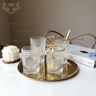 Ly, cốc thuỷ tinh hoạ tiết nổi hàng dày dặn viền vàng, cốc thủy tinh họa tiết cao cấp