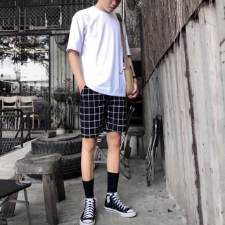 Combo áo Oversize và quần short caro