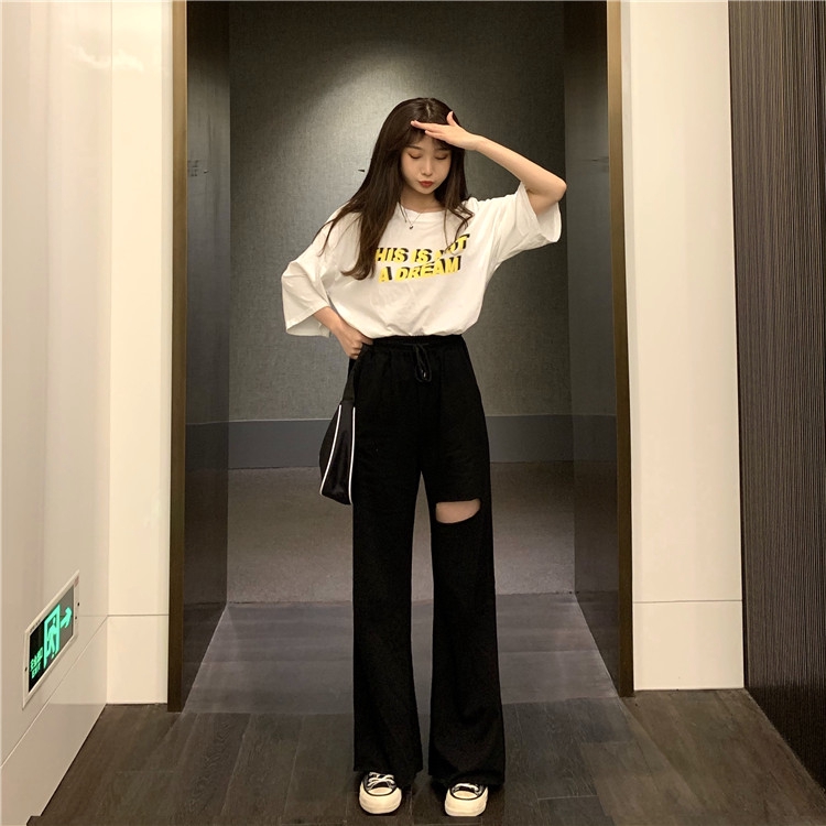 Quần ống rộng dáng dài phong cách Hàn Quốc retro cho nữ | BigBuy360 - bigbuy360.vn