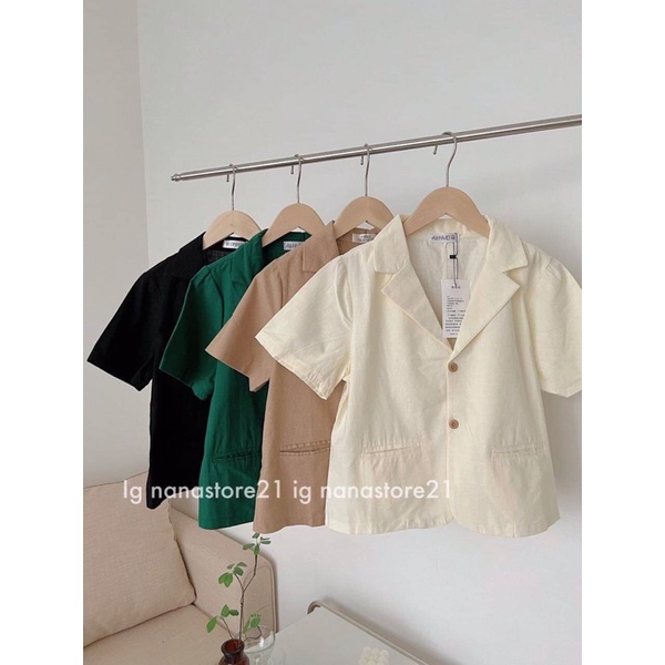 Áo sơmi cộc tay cổ vest Nana21 Nanastore21