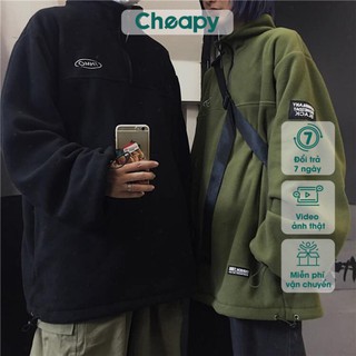 Áo nỉ cao cổ thêu chữ THMO unisex phom to bo gấu dáng rộng chất nỉ bông siêu rẻ