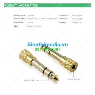 Đầu chuyển micro 6.5mm sang 3.5mm Ugreen 20503