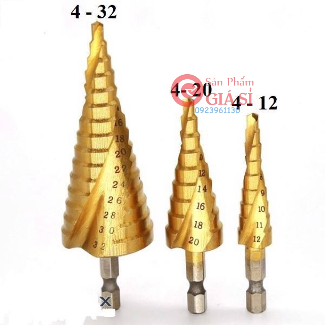 MŨI KHOAN TẦNG XOẮN CHUÔI LỤC GIÁC - BỘ 3 KHOAN SẮT - VĨ CAM ❤️freeship❤️