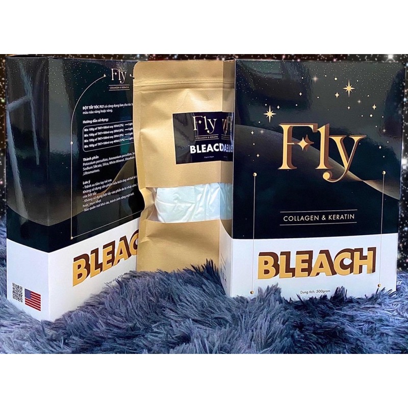 Bột tẩy tóc FLY Bleach Collagen & Keratin , Thuốc tẩy tóc Fly cao cấp không gây xót da đầu cực êm , lên cực chuẩn