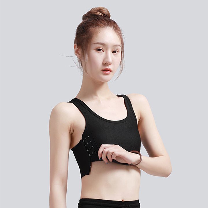 Áo nịt ngực tomboy loại ngắn móc gài có miếng lót trước ngực co giãn thoải mái