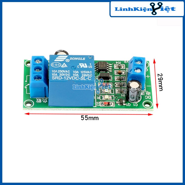 Module Tạo Trễ NE555 Đóng Cắt Relay 12VDC 0-60s