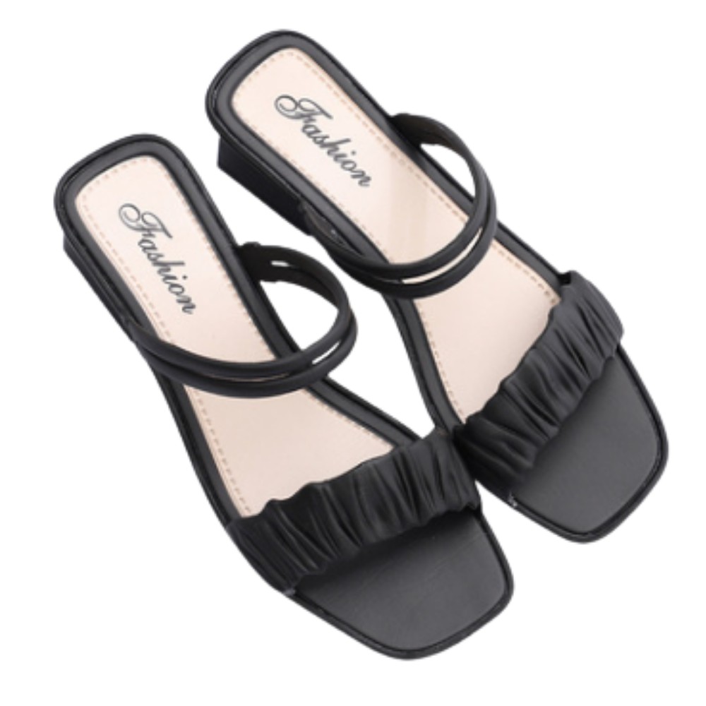 Giày xăng đan nhựa nữ gót vuông cao 3cm đi mưa tiện lợi