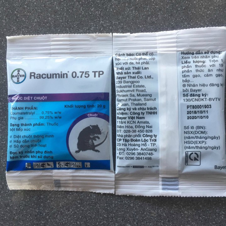 Diệt chuột Racumin 0.75 TP an toàn cho gà, vịt