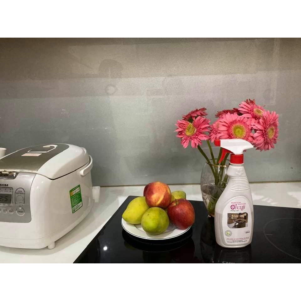Nước lau bếp an toàn không hoá chất, tinh dầu Cam ORENJI, sạch dầu mỡ, chai 600ML