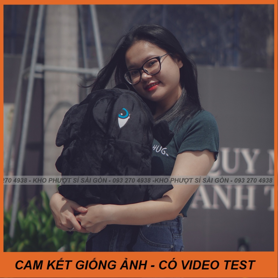 HOT - Balo đi chụp hình du lịch hình khủng long vải nhung mịn mặt 3D siêu cute cho nam nữ