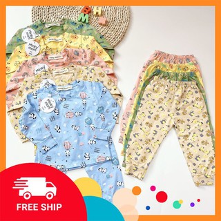 [QATE] Bộ Dài  Minky Mom Cotton 100 % In Họa Tiết Khỉ-Ngựa Vàng