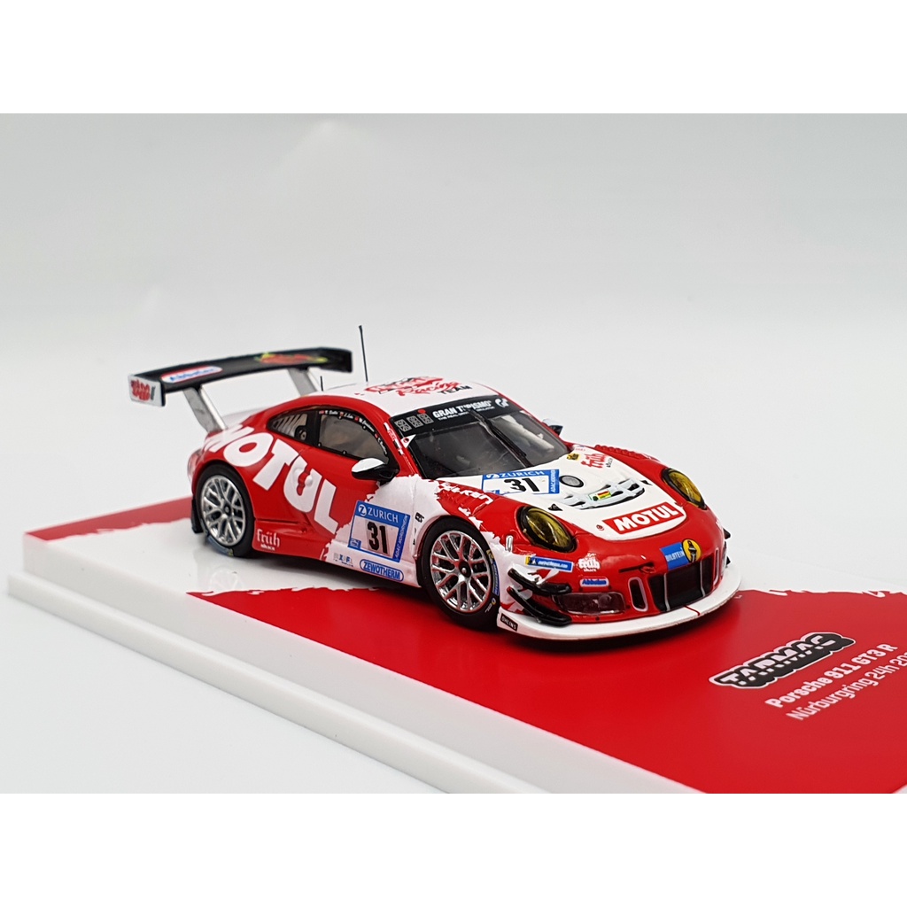 Xe Mô Hình Porsche 911 GT3 R Nurburgring 24H 2017 Tỉ lệ 1:64 Hãng sx Tarmac Works( Trắng Đỏ )