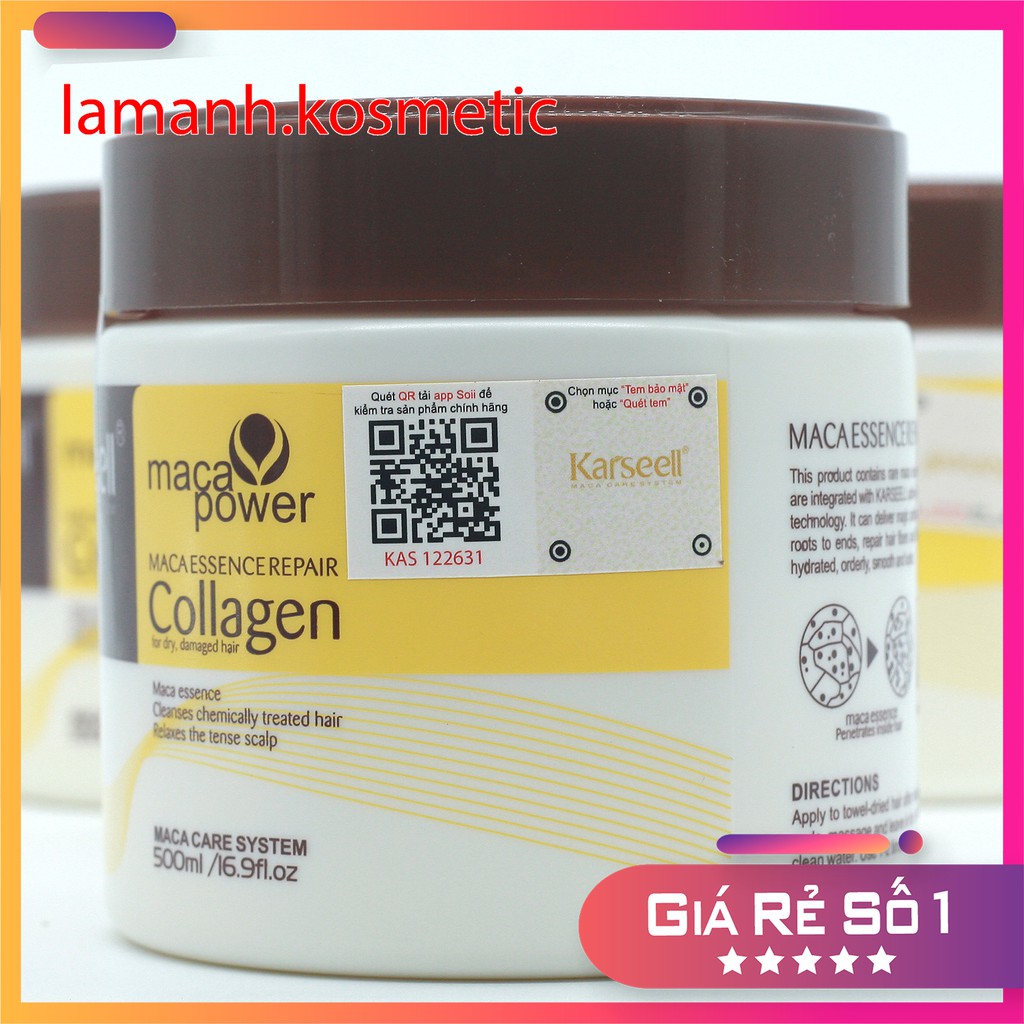 Kem ủ tóc collagen karseell maca phục hồi tóc mềm mượt hương thơm nước hoa quyến rũ, ủ lạnh, nóng, hũ – túi 500ml