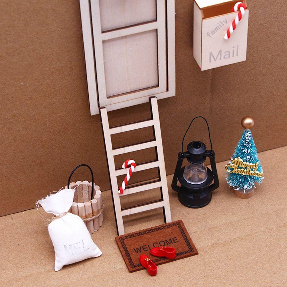 1 Set Thảm Gỗ Lót Sàn Kèm Cây Chổi &amp; Đèn Trang Trí Nhà Búp Bê