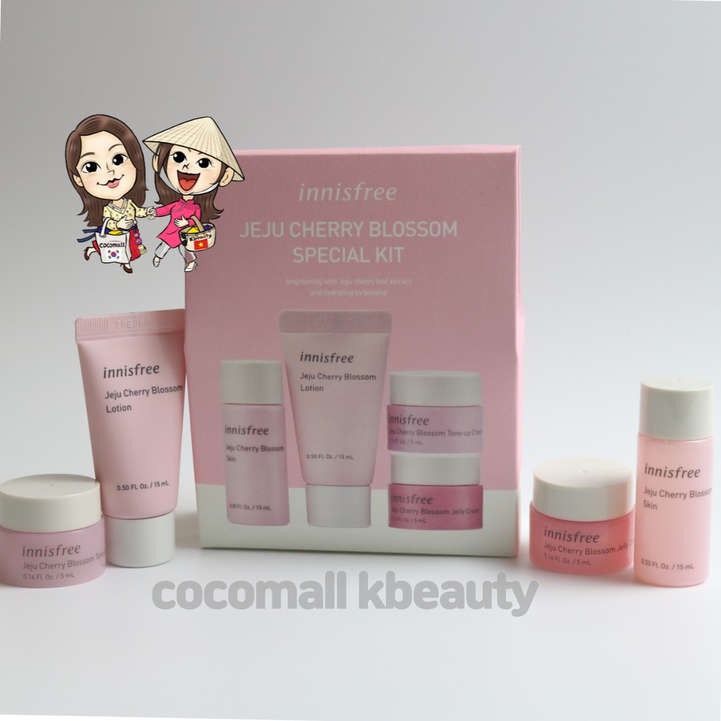 [ Hàng Auth Hàn Quốc ] BỘ DƯỠNG ẨM VÀ NÂNG TÔNG DA TRẮNG HỒNG INNISFREE JEJU CHERRY BLOSSOM SPECIAL KIT COCOMALL KBEAUTY