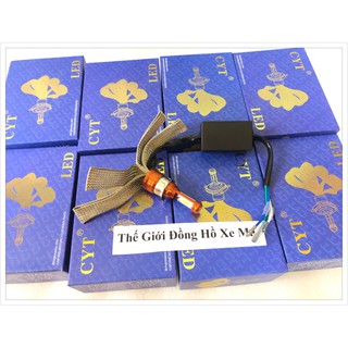 đèn pha led cyt xịn - chân T19 -2 Tim hộp tím AC-DC