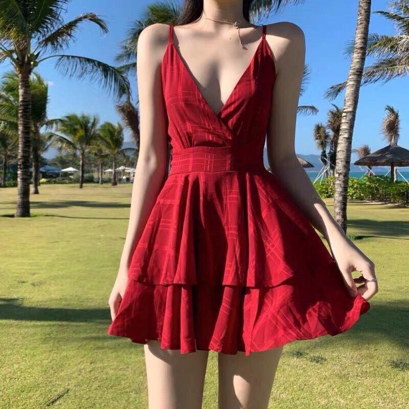 JUMPSUIT ĐỎ 2S CHÉO LƯNG ✨Hình thật chụp sàn