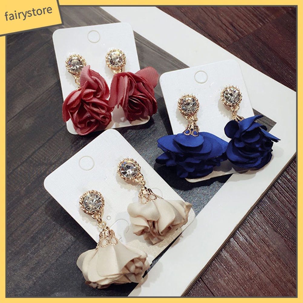 Bông Tai Hình Hoa Đính Đá Thời Trang Cho Nữ