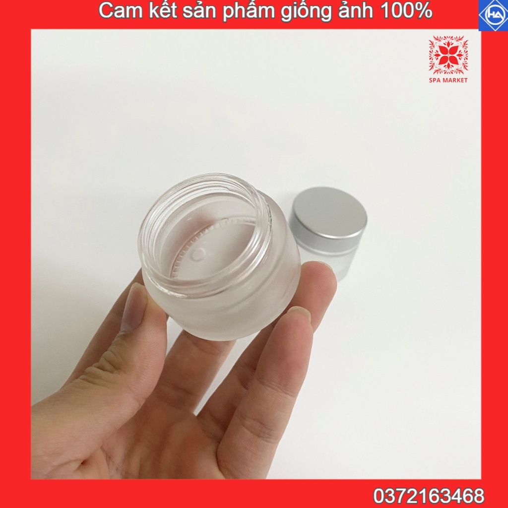 Hũ chiết thủy tinh 10g-20g chai lọ chiết kem - mỹ phẩm kèm nắp chống tràn