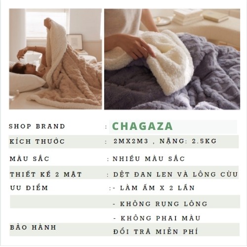 Chăn Len Lông Cừu TAFURONG_LOẠI 1_Mềm Len Cừu Mông Cổ thế hệ mới Làm ấm nhanh, Nặng 2kg5, Kích thước 2mx2m3