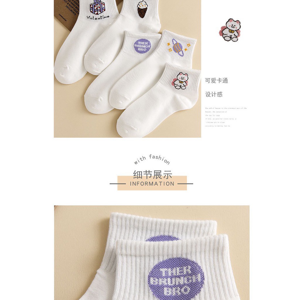 Vớ Tất Cổ Ngắn ICON TRẮNG freesize nam nữ hàng loại 1 bao đổi trả MRSOCKS - VN027