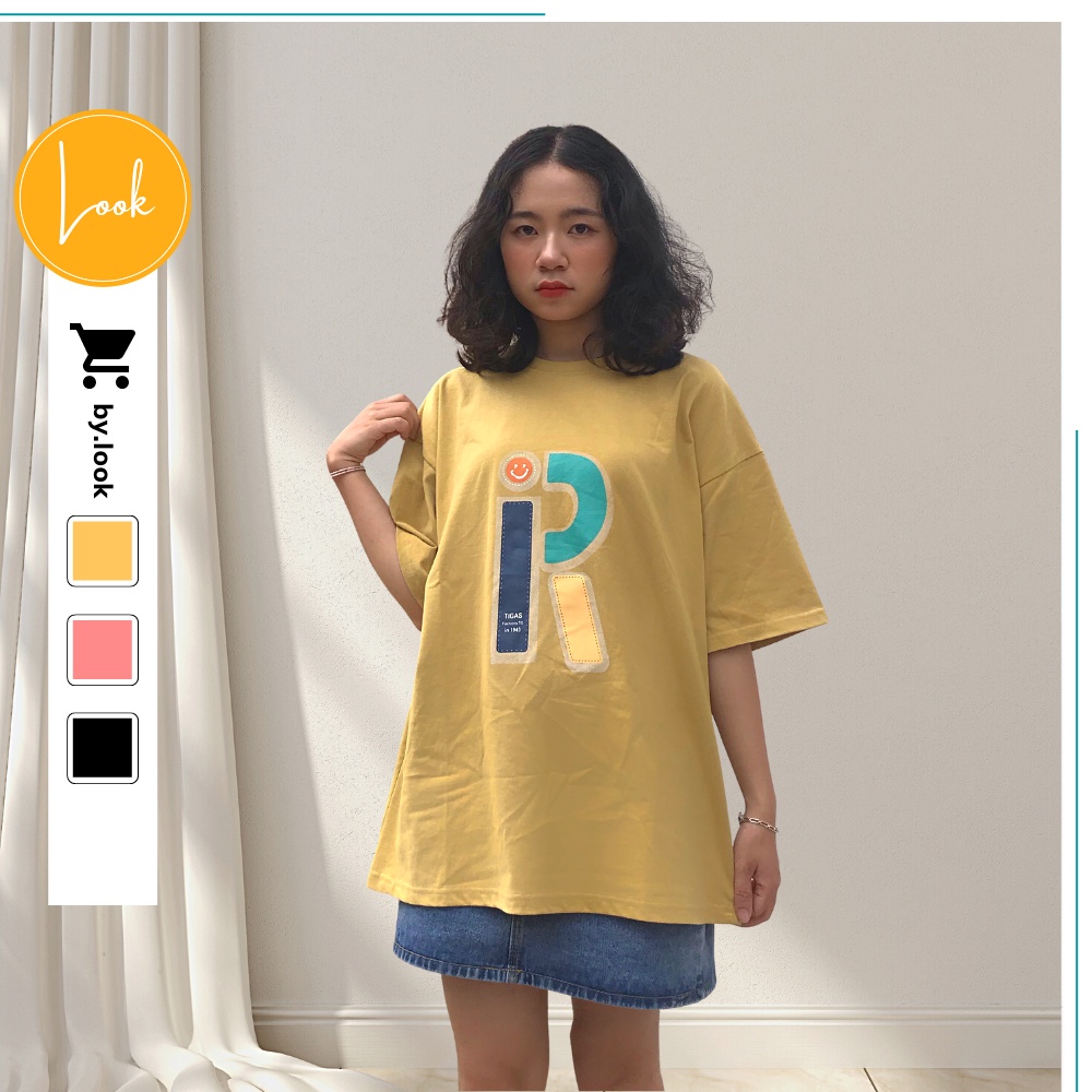 Áo thun Unisex LM Basic Tee phông chữ R nữ tay lỡ freesize form rộng